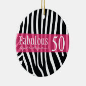 Aangepaste 50e verjaardag Dierafdrukken Keramisch Ornament (Rechts)