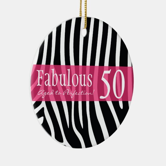 Aangepaste 50e verjaardag Dierafdrukken Keramisch Ornament (Rechts)