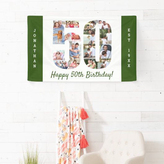 Aangepaste 50e verjaardag Foto-collage Spandoek (Insitu)