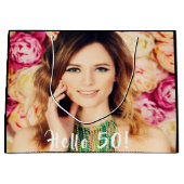 Aangepaste 50e verjaardag hallo 50 groot cadeauzakje (Voorkant)