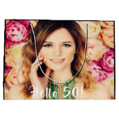 Aangepaste 50e verjaardag hallo 50 groot cadeauzakje (Achterkant)