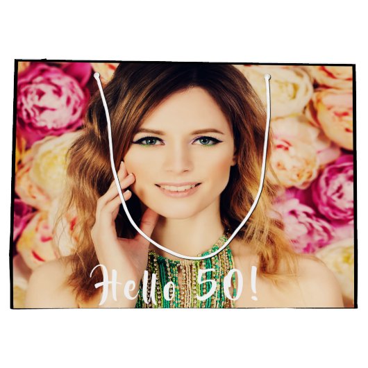 Aangepaste 50e verjaardag hallo 50 groot cadeauzakje (Achterkant)