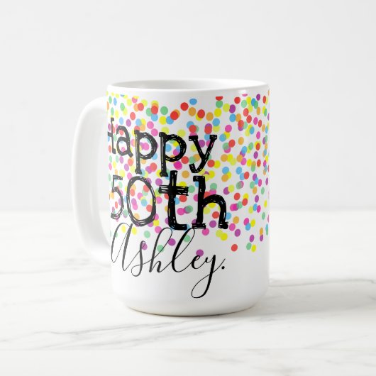 Aangepaste 50e verjaardag mok (Voorkant links)