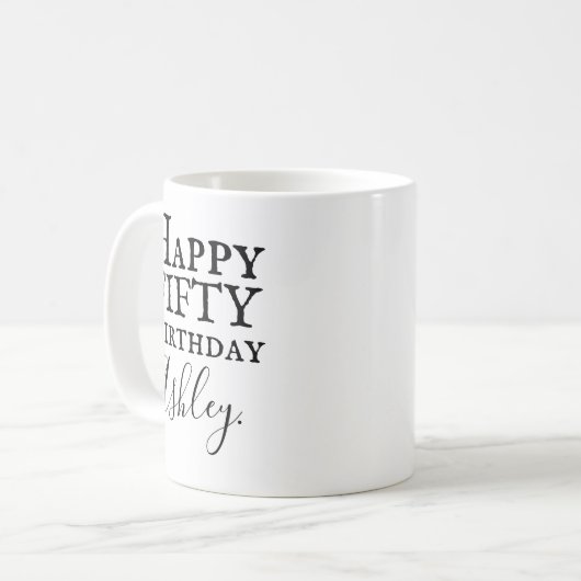 Aangepaste 50e verjaardag mok (Voorkant links)