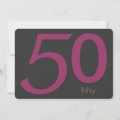 Aangepaste 50e verjaardag op houtskool en plum kaart (Voorkant)