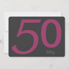 Aangepaste 50e verjaardag op houtskool en plum kaart