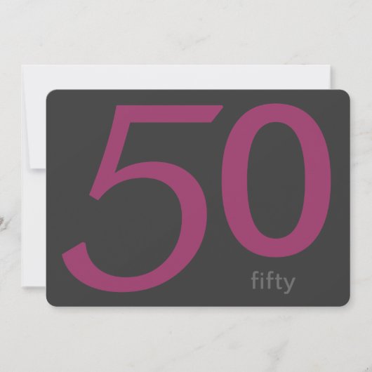 Aangepaste 50e verjaardag op houtskool en plum kaart (Voorkant)