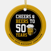 Aangepaste 50e verjaardag Proost & Bier tot 50 jaa Keramisch Ornament (Voorkant)