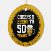 Aangepaste 50e verjaardag Proost & Bier tot 50 jaa Keramisch Ornament (Links)