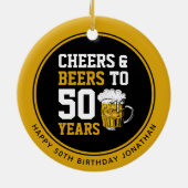 Aangepaste 50e verjaardag Proost & Bier tot 50 jaa Keramisch Ornament (Achterkant)