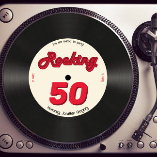 Aangepaste 50e verjaardag Retro Music Record Rocki Kaart