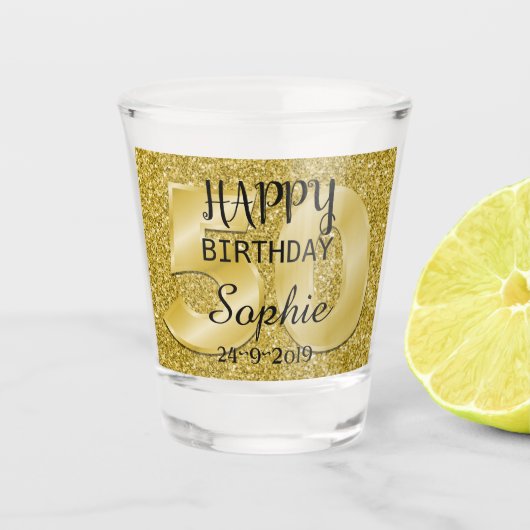 Aangepaste 50e verjaardag shot glas (Voorkant)