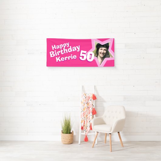 Aangepaste 50e verjaardagsster fotobanner spandoek