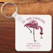 Aangepaste 50ste verjaardag Flamingo Favors Swag Sleutelhanger (Voorkant)