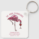 Aangepaste 50ste verjaardag Flamingo Favors Swag Sleutelhanger (Achterkant)