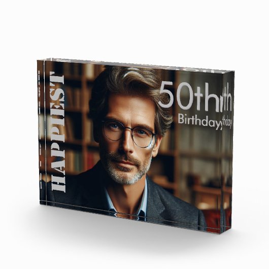 Aangepaste 50ste verjaardag Gelukkigste Zilveren T Fotoblokken (Rechts)