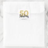 Aangepaste 50ste verjaardag nep goud script feest vierkante sticker (Tas)