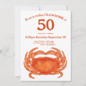 Aangepaste 50ste verjaardag Waterverf Krab Vis en  Kaart (Voorkant)