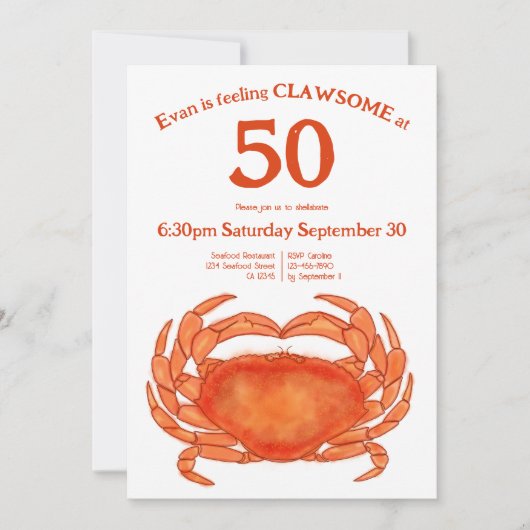 Aangepaste 50ste verjaardag Waterverf Krab Vis en  Kaart (Voorkant)