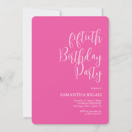 Aangepaste 50ste verjaardagsfeest nodigt Fuchsia P Kaart