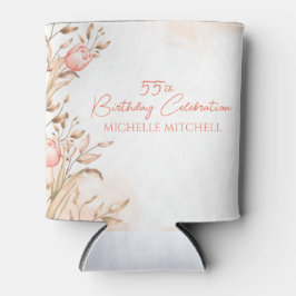 Aangepaste 55e verjaardag perzik bloemige tulpen blikjeskoeler