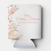 Aangepaste 55e verjaardag perzik bloemige tulpen blikjeskoeler (Achterkant)