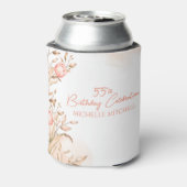 Aangepaste 55e verjaardag perzik bloemige tulpen blikjeskoeler (Blikje Achterkant)
