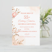 Aangepaste 55e verjaardag perzik bloemige tulpen kaart (Staand voorkant)