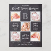 Aangepaste 5 Foto Collage Newborn Baby geboorte Aankondigingskaart (Voorkant)