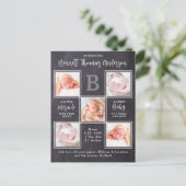 Aangepaste 5 Foto Collage Newborn Baby geboorte Aankondigingskaart (Staand voorkant)