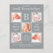 Aangepaste 5 Foto Collage Newborn Baby geboorte Aankondigingskaart (Voorkant)