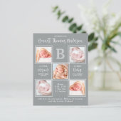 Aangepaste 5 Foto Collage Newborn Baby geboorte Aankondigingskaart (Staand voorkant)