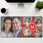 Aangepaste 5 foto collage rode familie bureaumat<br><div class="desc">Personaliseer uw werkruimte met deze elegante bureaumat met een aanpasbaar collage-ontwerp met 5 foto's en rode accenten. Perfect voor het presenteren van familieherinneringen,  huisdieren of favoriete momenten,  deze bureaumat combineert functionaliteit met sentimentele waarde,  waardoor het ideaal is voor thuiskantoren of geschenken.</div>