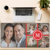 Aangepaste 5 foto collage rode familie bureaumat