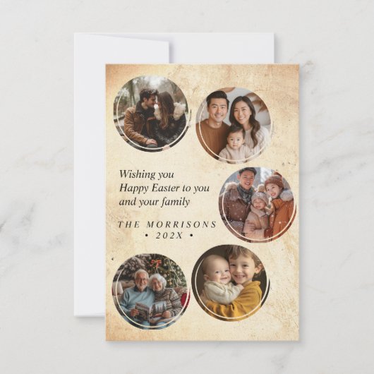 Aangepaste 5 foto collage roestieke paaskaart kaart (Voorkant)