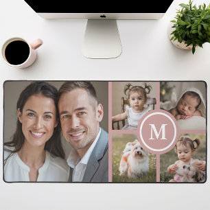 Aangepaste 5 Foto Collage Stof Roze Familie Bureaumat