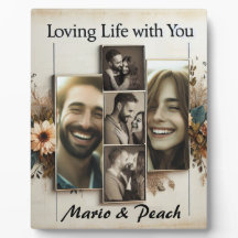 Aangepaste 5 Foto Collage Tafelblad Plaque