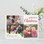 Aangepaste 5 foto Moderne vrolijke kerstbladeren Feestdagenkaart (Staand voorkant)
