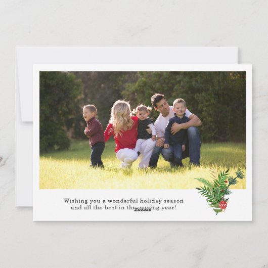 Aangepaste 5 foto Moderne vrolijke kerstbladeren Feestdagenkaart (Achterkant)