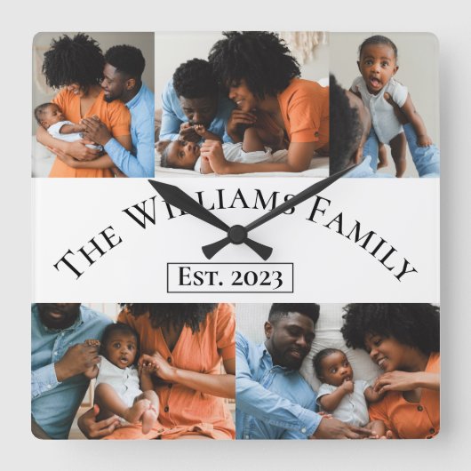 Aangepaste 5 foto vierkante klok (Voorkant)