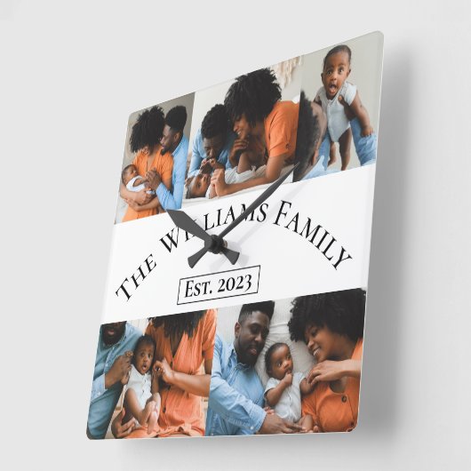 Aangepaste 5 foto vierkante klok (Hoek)