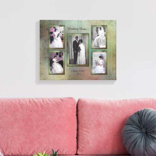 Aangepaste 5 fotocollage canvas afdruk (Insitu (Woonkamer))