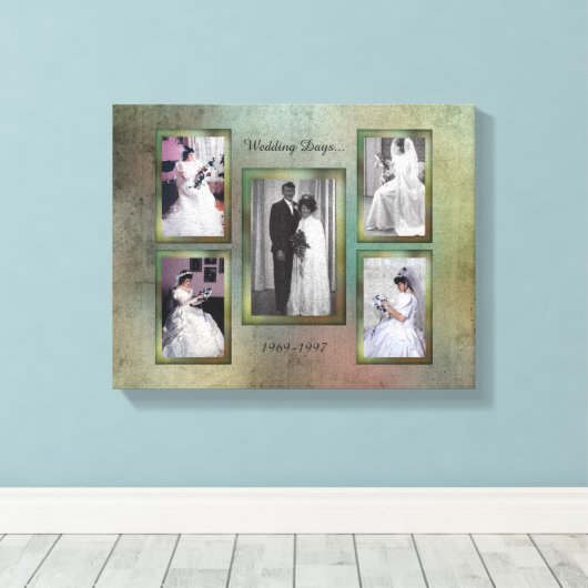 Aangepaste 5 fotocollage canvas afdruk (Insitu (Houten vloer))