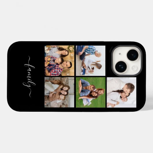 Aangepaste 5 fotocollage-familie, aangepaste tekst Case-Mate iPhone case (Achterkant (horizontaal))