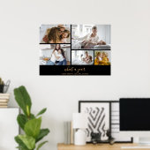 Aangepaste 5 foto's Black Gold Typography Holiday Poster (Thuiskantoor)