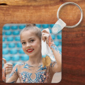 Aangepaste 5 foto's Collage Gymnastiek Zwart Wit Sleutelhanger (Achterkant)