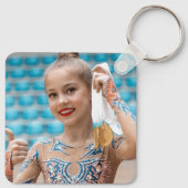Aangepaste 5 foto's Collage Gymnastiek Zwart Wit Sleutelhanger (Achterkant)