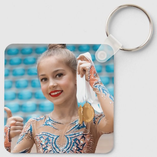 Aangepaste 5 foto's Collage Gymnastiek Zwart Wit Sleutelhanger (Achterkant)