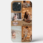 Aangepaste 5 foto's Cute Heart Script Goud Case-Mate iPhone Case (Achterkant)