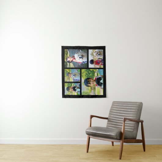 Aangepaste 5 foto's in handdoekje wandkleed (In situ)